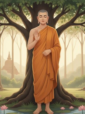 Minh họa Đức Phật Thích Ca theo truyền thống Phật giáo Nam tông, hình ảnh gần gũi và từ bi